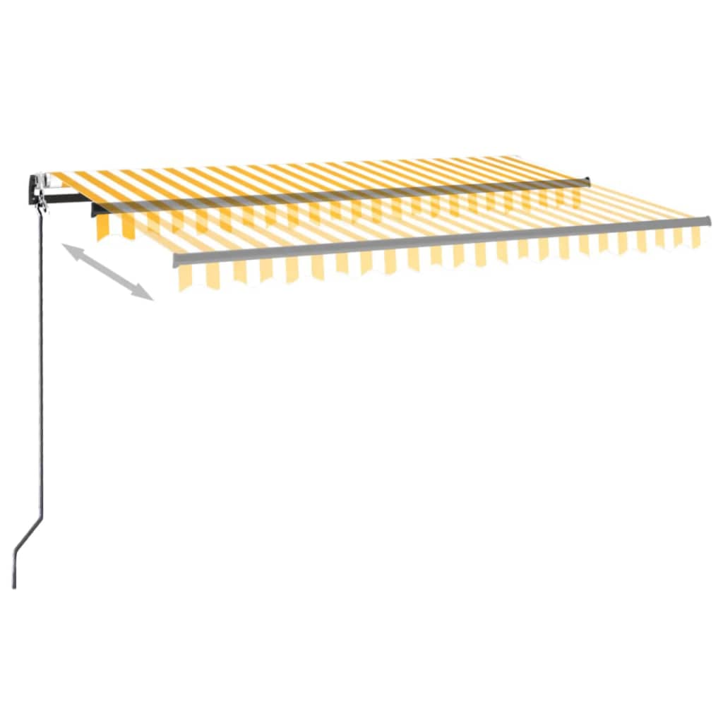 VidaXL Luifel automatisch met LED en windsensor 400x350 cm geel en wit