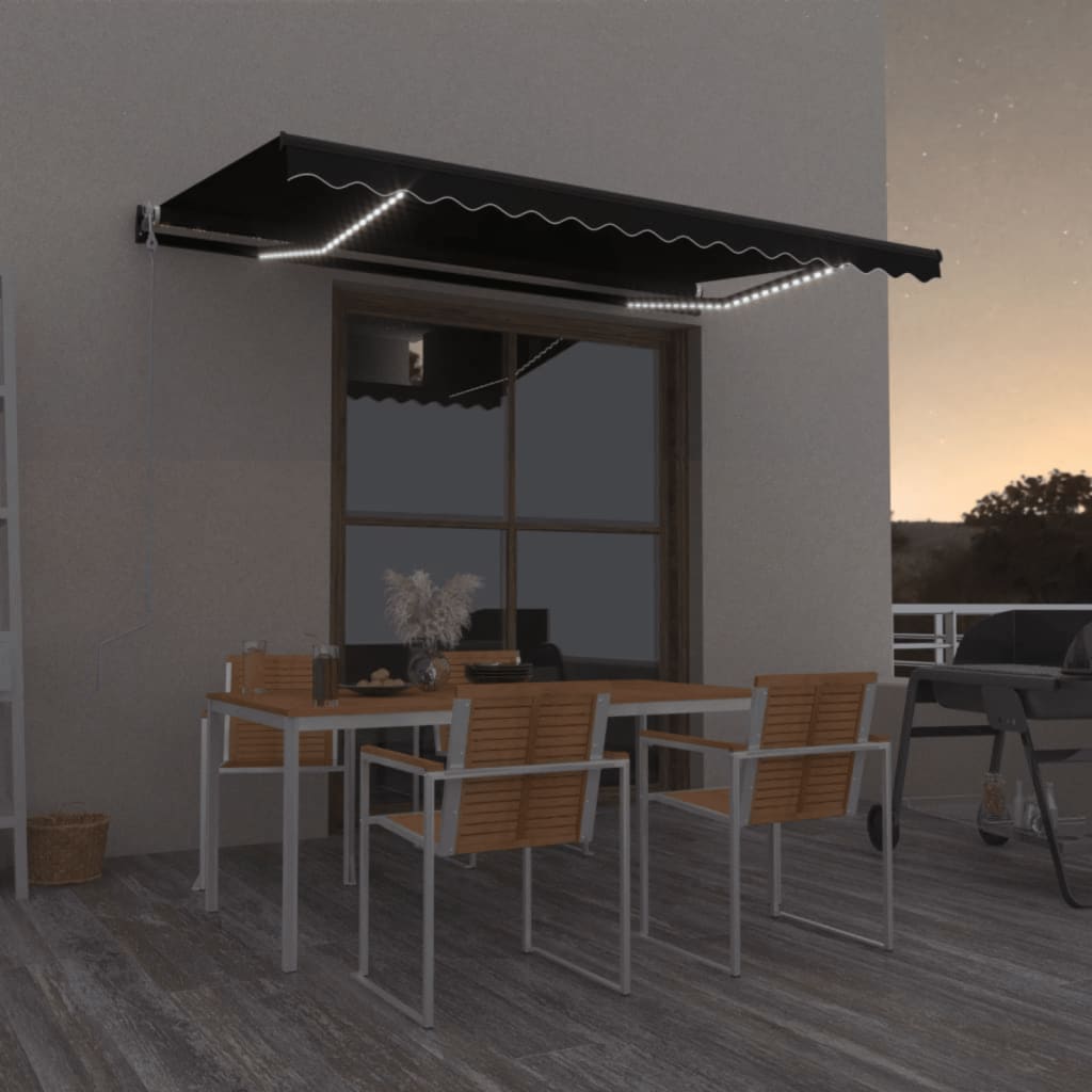 VidaXL Luifel automatisch met LED en windsensor 400x350 cm antraciet