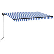 VidaXL Luifel handmatig uittrekbaar 450x350 cm blauw en wit - afbeelding 2