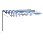 VidaXL Luifel handmatig uittrekbaar 450x350 cm blauw en wit - afbeelding 3