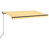 VidaXL Luifel handmatig uittrekbaar 450x350 cm geel en wit - afbeelding 2