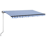 VidaXL Luifel handmatig uittrekbaar met LED 450x350 cm blauw en wit - afbeelding 2