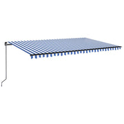 VidaXL Luifel handmatig uittrekbaar 500x350 cm blauw en wit - afbeelding 2