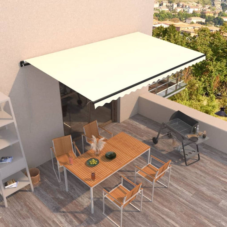 VidaXL Luifel handmatig uittrekbaar 500x350 cm crèmekleurig