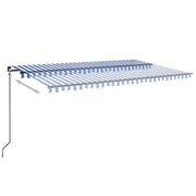 VidaXL Luifel handmatig uittrekbaar met LED 500x350 cm blauw en wit - afbeelding 3