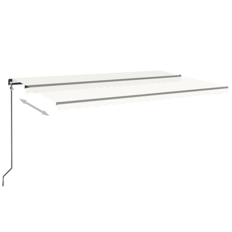 VidaXL Luifel handmatig uittrekbaar met LED 500x350 cm crèmekleurig