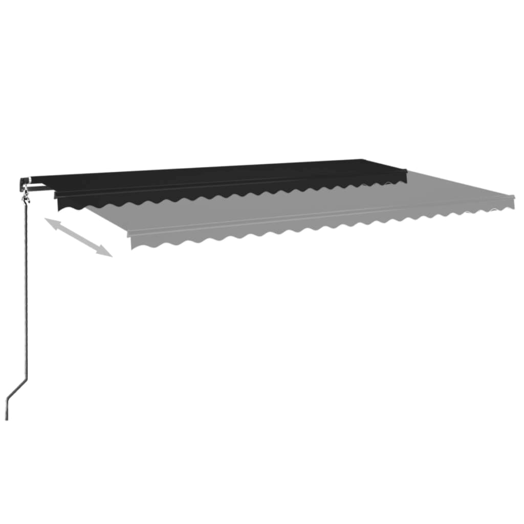 VidaXL Luifel handmatig uittrekbaar met LED 500x350 cm antracietkleur