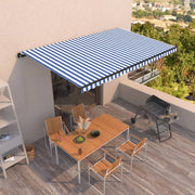 VidaXL Luifel automatisch uittrekbaar 500x350 cm blauw en wit - afbeelding 1
