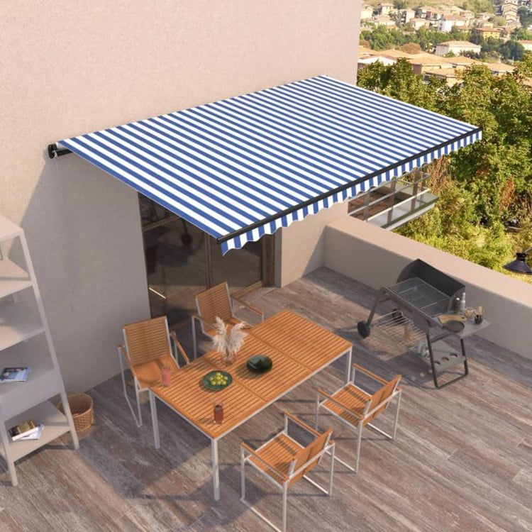 VidaXL Luifel automatisch uittrekbaar 500x350 cm blauw en wit