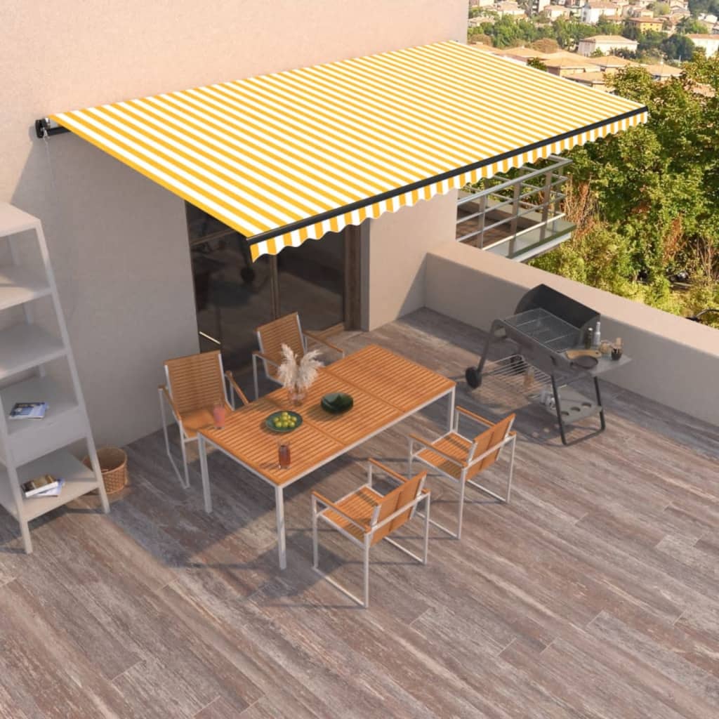 VidaXL Luifel handmatig uittrekbaar 600x350 cm geel en wit