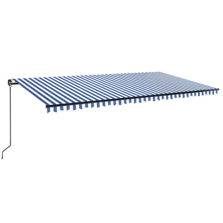 VidaXL Luifel handmatig uittrekbaar met LED 600x350 cm blauw en wit