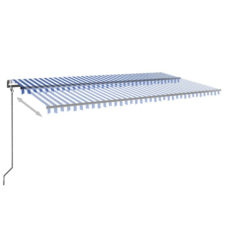 VidaXL Luifel automatisch met LED en windsensor 600x350 cm blauw wit