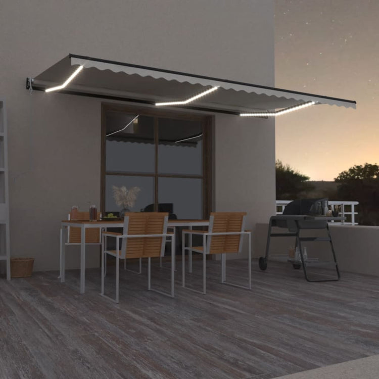 VidaXL Luifel automatisch met LED en windsensor 600x350 cm crèmekleur