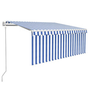 Vidaxl luifel automatisch uittrekbaar met rolgordijn 3x2,5 m blauw wit - afbeelding 2