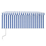 Vidaxl luifel automatisch uittrekbaar met rolgordijn 3x2,5 m blauw wit - afbeelding 3