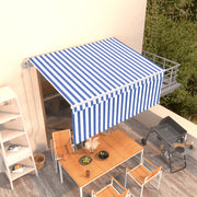 Vidaxl luifel automatisch uittrekbaar met rolgordijn 3x2,5 m blauw wit - afbeelding 1