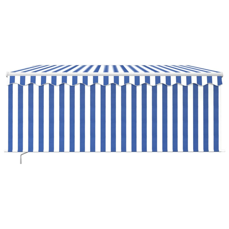 Vidaxl luifel handmatig uittrekbaar rolgordijn led 3,5x2,5 m blauw wit