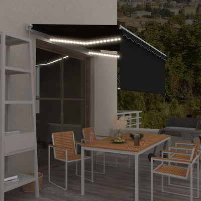 Vidaxl luifel handmatig uittrekbaar rolgordijn led 3,5x2,5 m antraciet