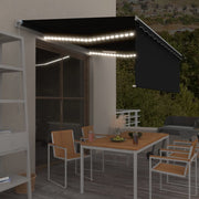 VidaXL Luifel handmatig uittrekbaar met rolgordijn LED 4x3 m antraciet - afbeelding 1