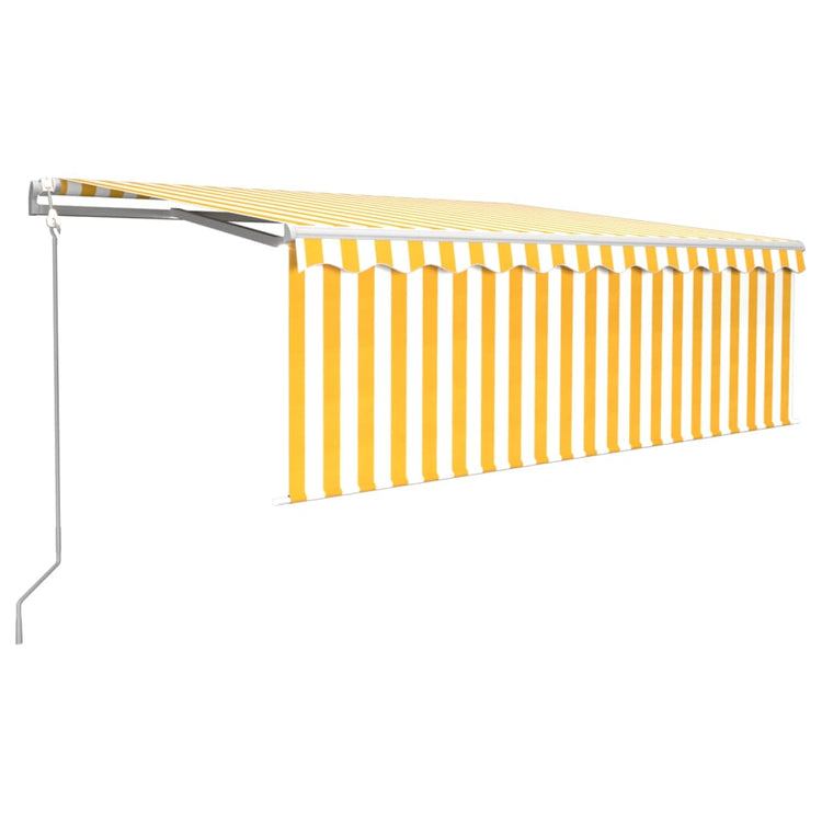 VidaXL Luifel automatisch met rolgordijn LED windsensor 4x3 m geel wit