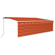 VidaXL Luifel handmatig uittrekbaar rolgordijn LED 5x3 m oranje bruin - afbeelding 2