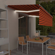 VidaXL Luifel handmatig uittrekbaar rolgordijn LED 5x3 m oranje bruin - afbeelding 1