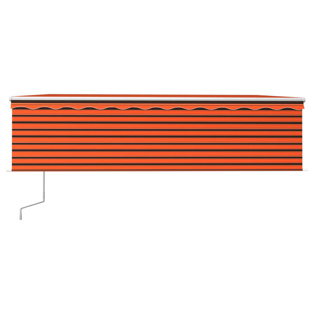 VidaXL Luifel automatisch rolgordijn LED windsensor 5x3 m oranje bruin