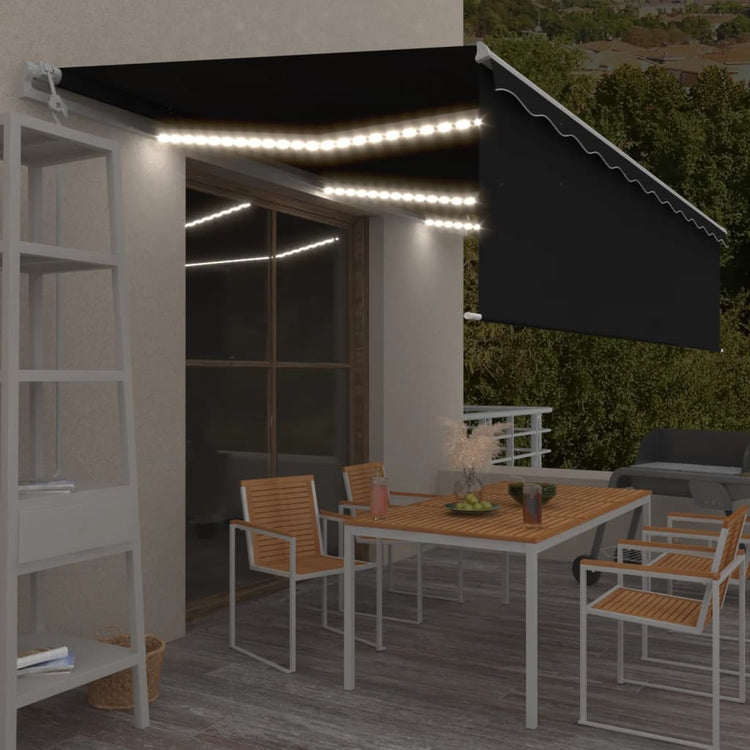 VidaXL Luifel automatisch rolgordijn LED windsensor 6x3 m antraciet