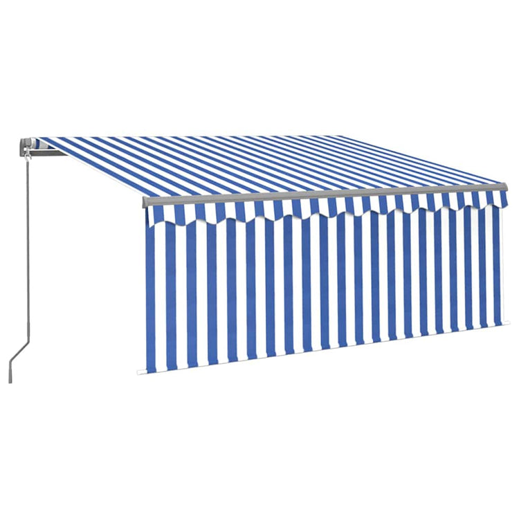 Vidaxl luifel handmatig uittrekbaar rolgordijn led 3x2,5 m blauw wit
