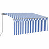 VidaXL Luifel handmatig uittrekbaar met rolgordijn 3,5x2,5 m blauw wit