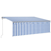 VidaXL Luifel automatisch uittrekbaar met rolgordijn 4,5x3 m blauw wit - afbeelding 2
