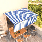 VidaXL Luifel automatisch uittrekbaar met rolgordijn 4,5x3 m blauw wit - afbeelding 1