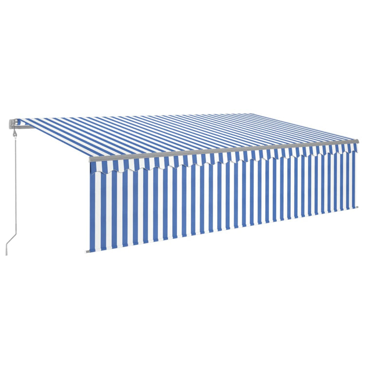 VidaXL Luifel automatisch uittrekbaar met rolgordijn 5x3m blauw en wit