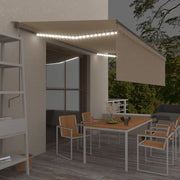 VidaXL Luifel automatisch met rolgordijn LED windsensor 5x3 m crème - afbeelding 1