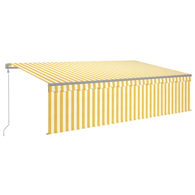 VidaXL Luifel automatisch rolgordijn LED windsensor 5x3 m geel en wit