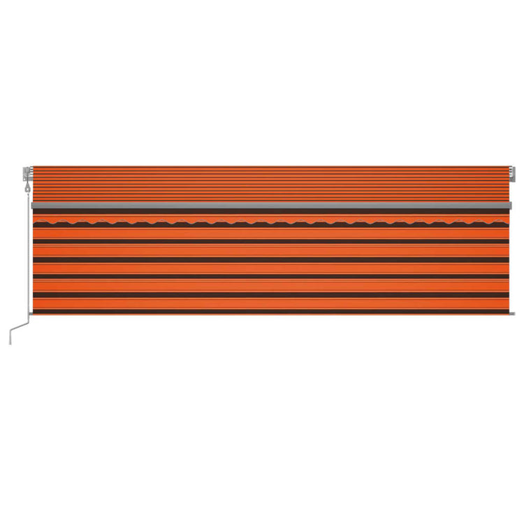 VidaXL Luifel automatisch rolgordijn LED windsensor 5x3 m oranje bruin