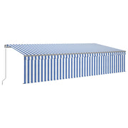 VidaXL Luifel handmatig uittrekbaar met rolgordijn 6x3 m blauw en wit - afbeelding 2