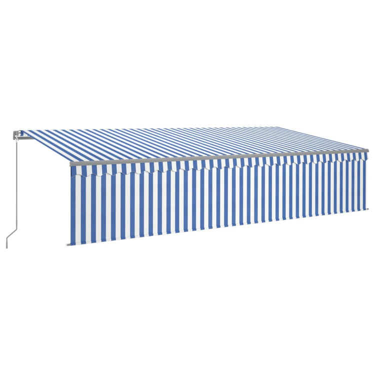 VidaXL Luifel handmatig uittrekbaar met rolgordijn LED 6x3 m blauw wit