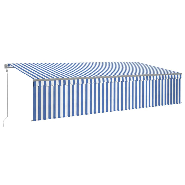 VidaXL Luifel automatisch uittrekbaar met rolgordijn 6x3 m blauw wit