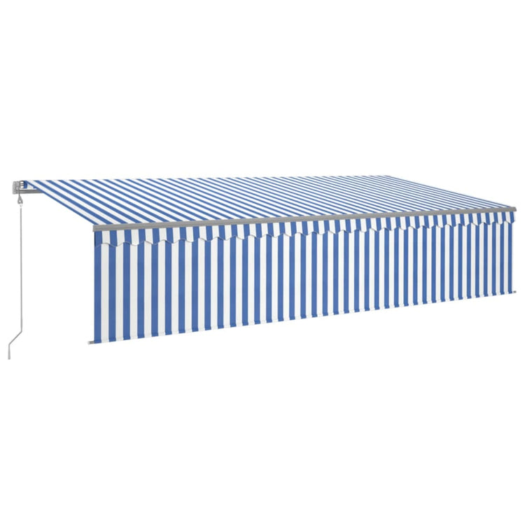 VidaXL Luifel automatisch rolgordijn LED windsensor 6x3 cm blauw wit