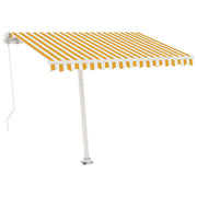 VidaXL Luifel vrijstaand handmatig uittrekbaar 300x250 cm geel en wit - afbeelding 2
