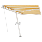 VidaXL Luifel vrijstaand handmatig uittrekbaar 300x250 cm geel en wit - afbeelding 3