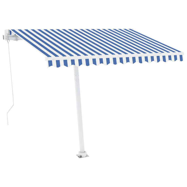 VidaXL Luifel handmatig uittrekbaar met LED 300x250 cm blauw en wit