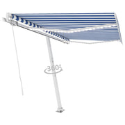 VidaXL Luifel handmatig uittrekbaar met LED 300x250 cm blauw en wit - afbeelding 3