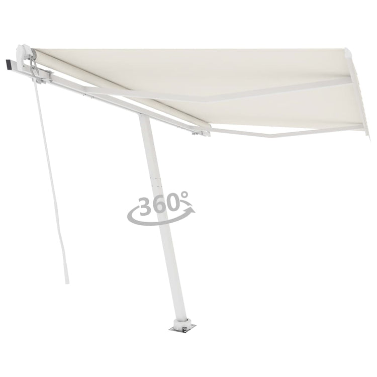 VidaXL Luifel vrijstaand handmatig uittrekbaar 350x250 cm crèmekleurig