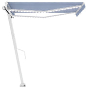 VidaXL Luifel handmatig uittrekbaar met LED 350x250 cm blauw en wit - afbeelding 2