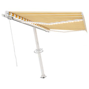 VidaXL Luifel handmatig uittrekbaar met LED 350x250 cm geel en wit - afbeelding 3