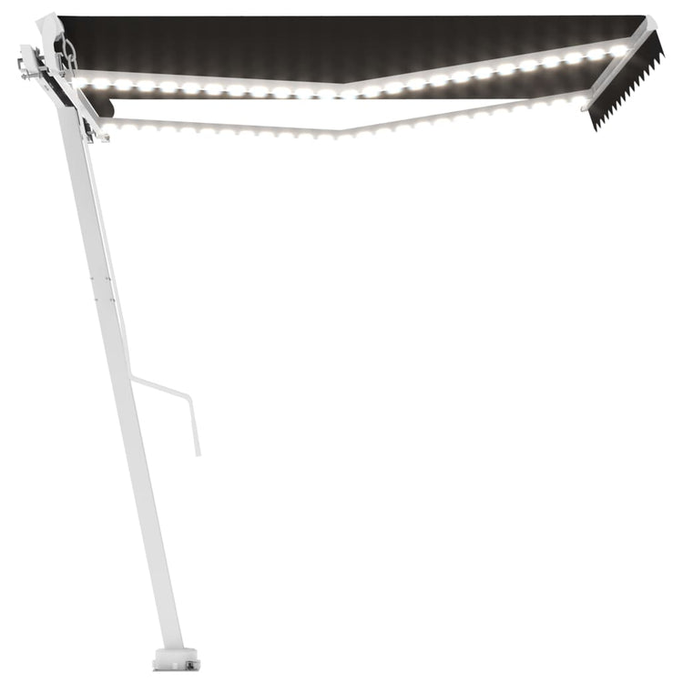 VidaXL Luifel handmatig uittrekbaar met LED 350x250 cm antracietkleur