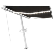 VidaXL Luifel handmatig uittrekbaar met LED 350x250 cm antracietkleur - afbeelding 3