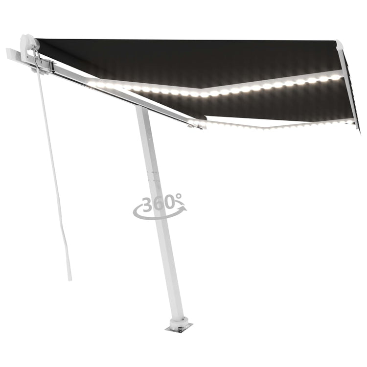 VidaXL Luifel handmatig uittrekbaar met LED 350x250 cm antracietkleur